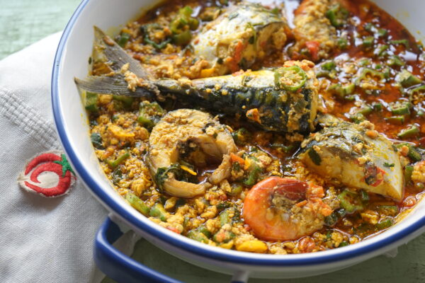 Fufu and Okro Soup with Fish