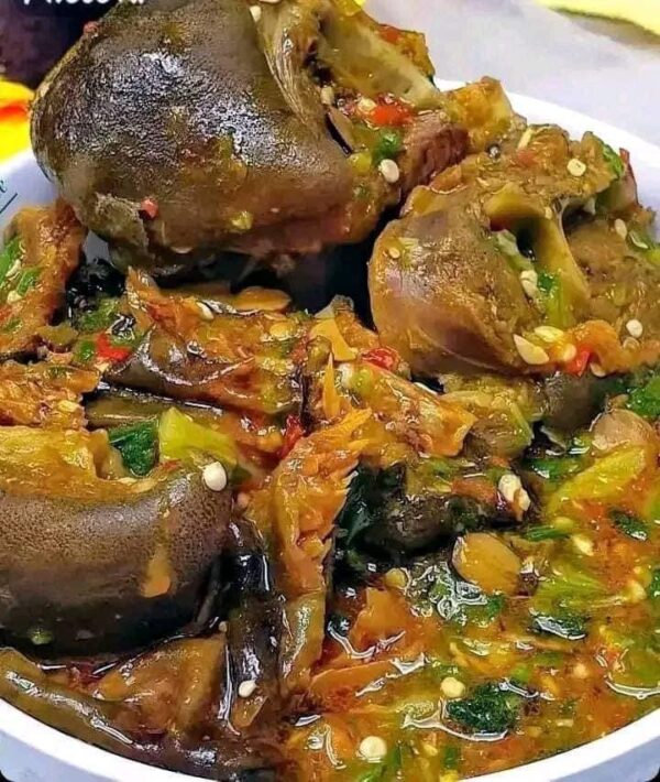 Fufu and Okro Soup with Goat Meat